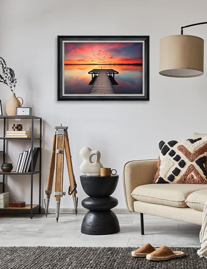 IPIC - Our Own Sunset Personalized Framed Wall Art with Names and Date on, Giclee Prints Framed with Solid Wood, Custom Memorial Gifts for Anniversary. Total Size: 27.25" W x 19.25" H