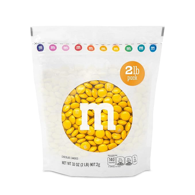 MyM&M’s MM'S Milk Chocolate Candy Single Color 2Pound Bulk Bag Pack of, Gold, 32 Ounce