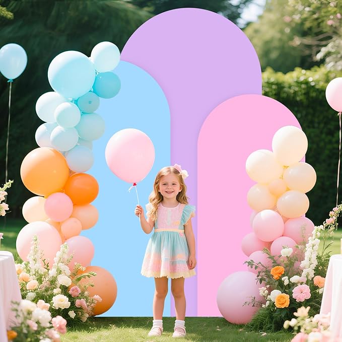 Wedding Arch Cover Set of 3 Arch Backdrop Cover 6FT 5FT 4FT Spandex Backdrop Cover for Arches Stand Balloon Arched Stand Cover Rainbow for Birthday Party Baby Shower Banquet Arches Decorations