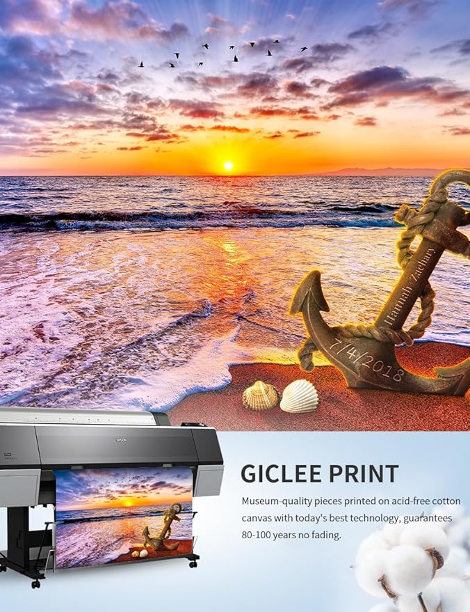 IPIC - "Anchored in Time Personalized Framed Wall Art, Custom Beach Sunset Canvas Print with Name and Date, A Personalized Gift for Couple, Wedding, or Anniversary, Coastal Home Decor