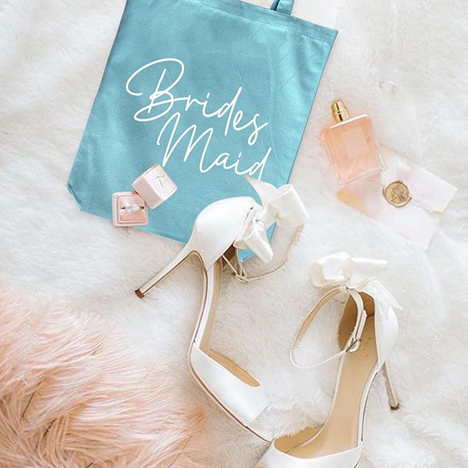 LADY & HOME 6pcs Bachelorette Party Tote Bag, Bride Bridesmaid Cotton Tote Bag for Wedding Gifts