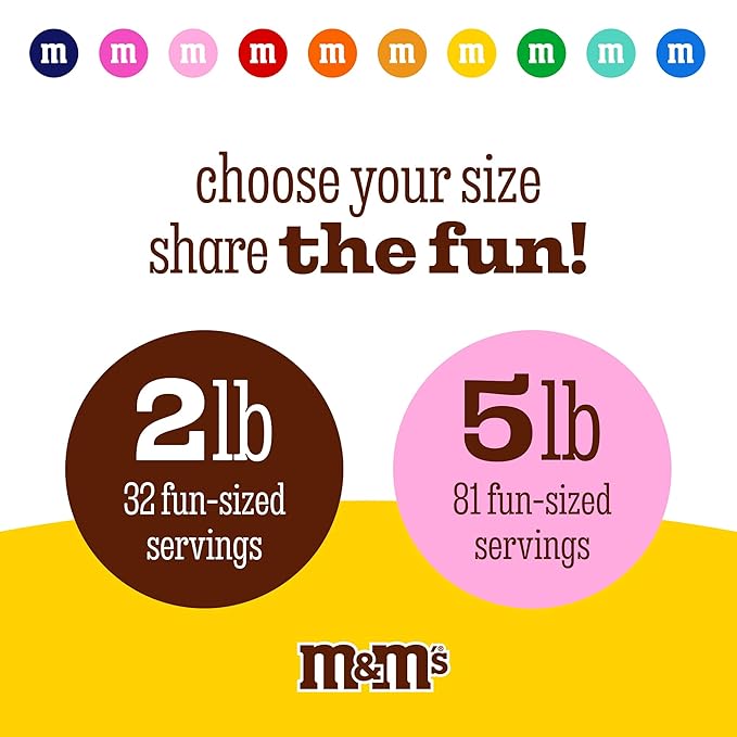 M&M’S Valentine's Day Chocolate Gift Bag, 2lb Red Pink White M&M'S with Messages, Bulk Valentine's Candy for Galentine’s Gifts, Party Favors, Candy Buffets, Classroom Treats, and Office Celebrations