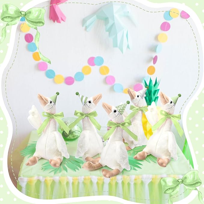 Silly Goose Party Supplies Plush Animal and Mini Birthday Party Hats with Ribbon Bow for Christmas Birthday Gift