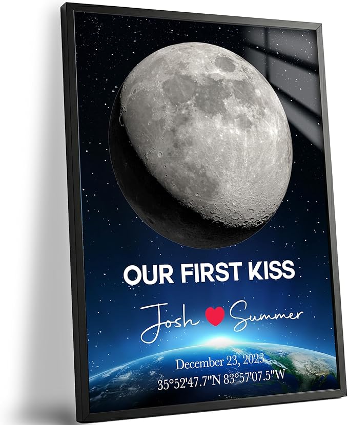 Custom Moon Map for Couples Gifts, Personalized Gifts for Anniversary, Where We Met Map Gift, MoonMap with Your Story, Unique Romantic Gift for Her