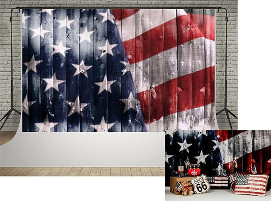 Kate 7x5ft America Flag Pattern Wood Texture Wal Photography Backdrops Background Photo for Patriotic Independence Day Photo Backdrop