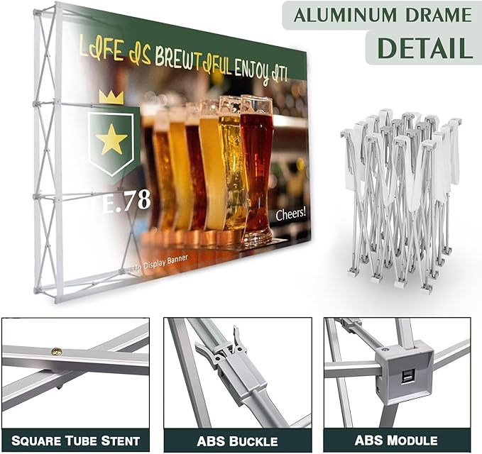 Fabric Pop Up Display Customized 7.5x20 FT Straight Trade Show Exhibit Booth Trade Show Backdrop Display Pop-Up Tension Fabric Displays