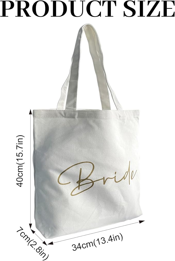 LADY & HOME 6pcs Bachelorette Party Tote Bag, Bride Bridesmaid Cotton Tote Bag for Wedding Gifts