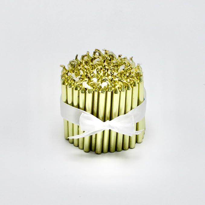 Tall Gold Birthday Candles for Cake and Table Decorations, Perfect for Milestone Special Day, Elegant Gold Birthday Candles, Ideal for Celebrations, 100 Pieces, 3.25 Inches