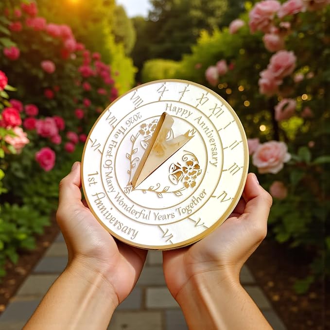 Anniversary Sundial Gift for A 1st Wedding Anniversary in 2026 - Recycled Metal Home Decor Or Garden Present Idea - Handmade in UK for Him, Her Parents Or Couples 1 Year Celebration