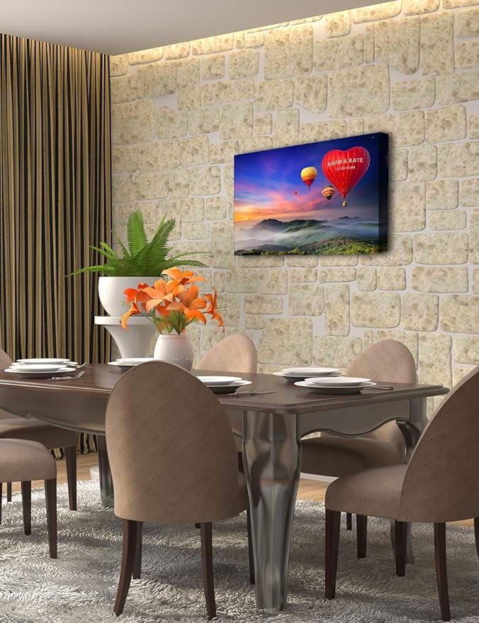 IPIC - Romance on High Personalized Wall Art with Names, Customized Gift for Couple, Customized Canvas for Wedding Anniversary. 24x16