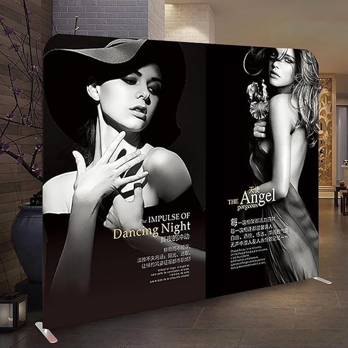 Customizable Tension Fabric Display Backdrop,Stand Banner with HD Printing for Trade Show,Exhibition,Booth,Conference,Weddings,Party,Quick Curtain Show(Frame+Single-Sided Print 7.5x13ft)