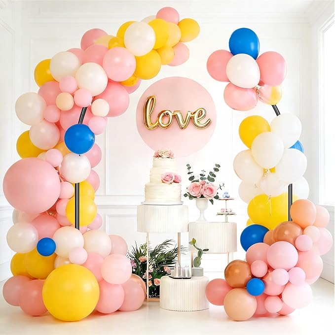 Metal Balloon Arch Kit for Tabletop, 5.3Ft & 4.7Ft Over The Table Rod Stand with Clamps and Flower Half Arch Balloon Stand for Garden Wedding, Party, Birthday, Baby Shower, Decorations Black