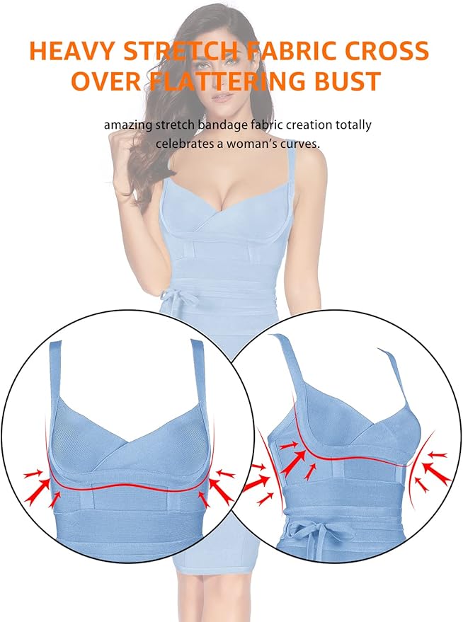 meilun Womens Rayon Belt Detail Bandage Bodycon Party Dress