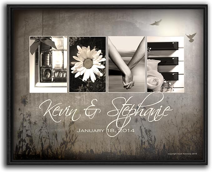 Personal-Prints LOVE LETTERS | Personalized Romantic Canvas Art Gift with Your Names | Custom for Valentine’s Day or Wedding Anniversary (12"x16" Float Framed Canvas)