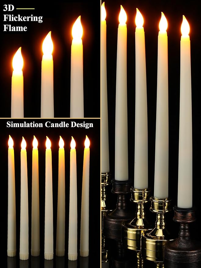 Retisee 80 Pcs 11 Inch Flameless Taper Candles LED Candles Bulk Battery Operated Taper Candle Flickering LED Candlesticks for Valentines Birthday Wedding Party Decor (Classic Style,Ivory)