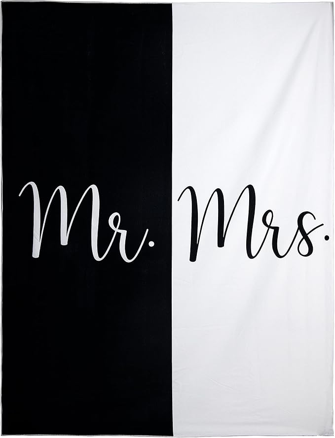 Mr and Mrs Beach Towel - Honeymoon Just Married Towel For Beach - Wedding Gift for Newlywed Couple - Shareable Bride and Groom Towel Set - Thin Travel Friendly His and Her Beach Towel - 78"x59"