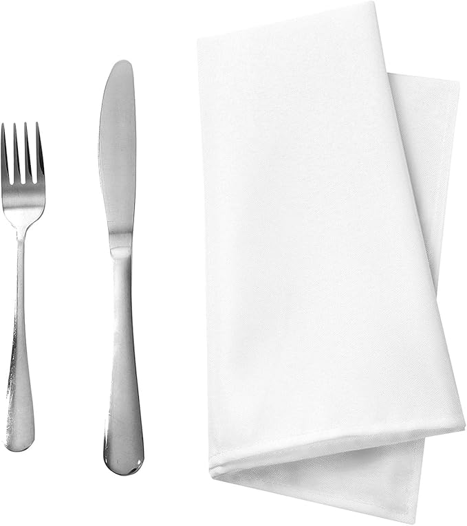 50pcs Polyester Cloth Napkins - 17 x 17 inch White Dinner Washable Napkins with Hemmed Edges for Restaurant/Wedding/Hotel(50,White)