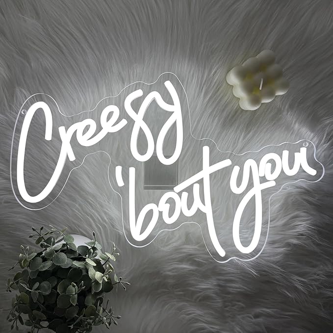 Wedding Neon Sign, Creesy 'bout You Led Neon Light Signs for Bachelorette Bridal Engagement Party Decoration Bridal Shower Wall Decor Valentine's Day Night Light Dimmable USB Powered(16.9"*10")