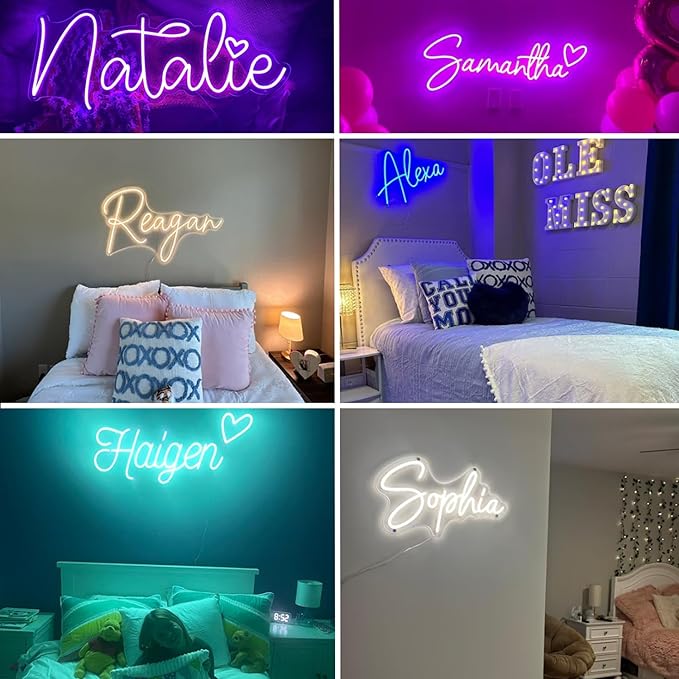 Custom Neon Sign Wedding, Personalized LED Name Logo Lights Battery Operated for Reception, Light up Neon Signs Customizable for Kids Room Bedroom Wall Decor, Birthday Party, Office Business (16-60")