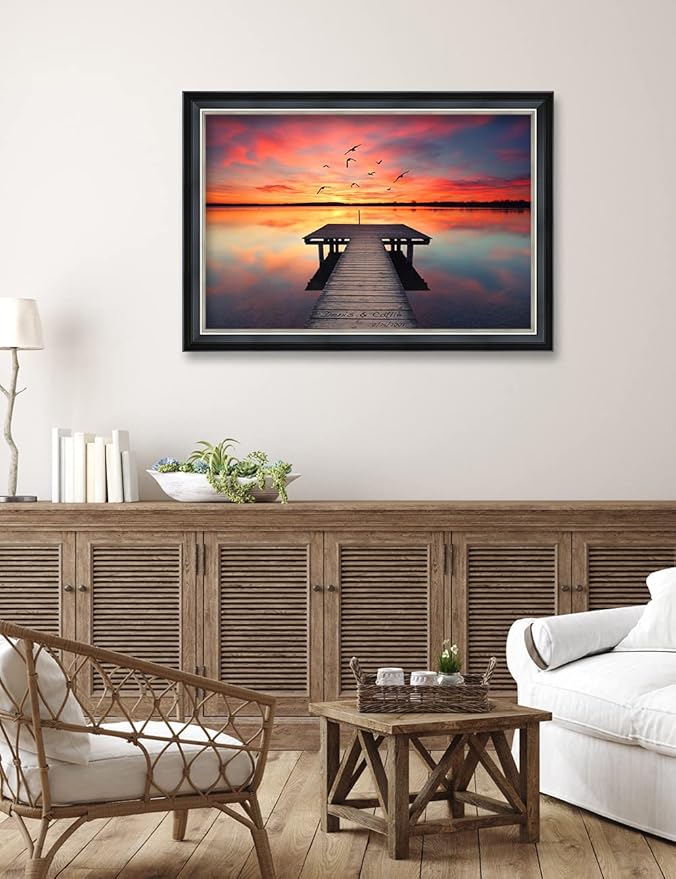 IPIC - Our Own Sunset, Personalized Ideal Gift Custom Framed Wall Art with Names and Date, Giclee Prints with Solid Wood Frame, Unique and Memorable Present. Wall Art for Home Decor.