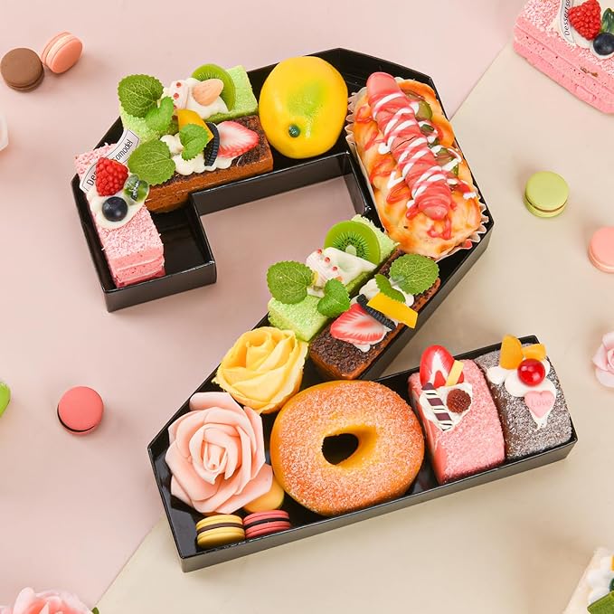 2026 Set Cardboard Number for Charcuterie 10.2'' Black Fillable Tray Charcuterie Paper Box for Graduation Anniversary Birthday New Year Party Decorations Chocolate Cookies Goodie Cupcake Box