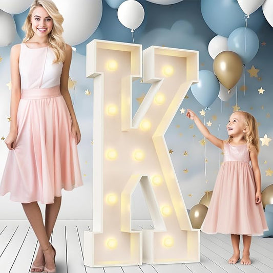 Ledido 4FT Marquee Light Up Letters K, Easy to Assemble Marquee Letters 4 Feet Tall for Indoor & Outdoor Events, Large Lighted Letter for Birthday Graduation Baby Shower Anniversary Party Decorations