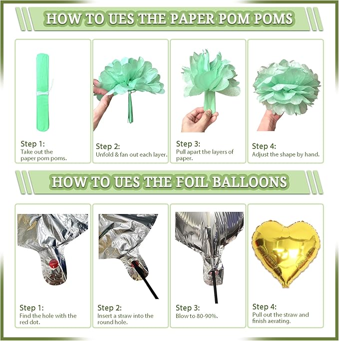 287 Pcs Birthday Decorations for Women, Sage Green Happy Birthday Decor Supplies - Banner, Balloon, Tiara, Sash, Tableware with Sage Green for 50 Guests