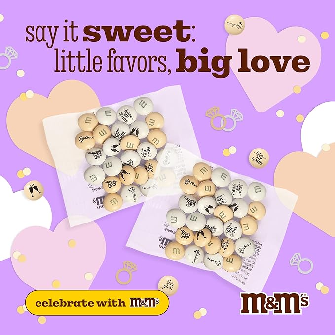 M&M'S WORLD Engagement or Wedding Shower Party Favors, Set of 30 Packs