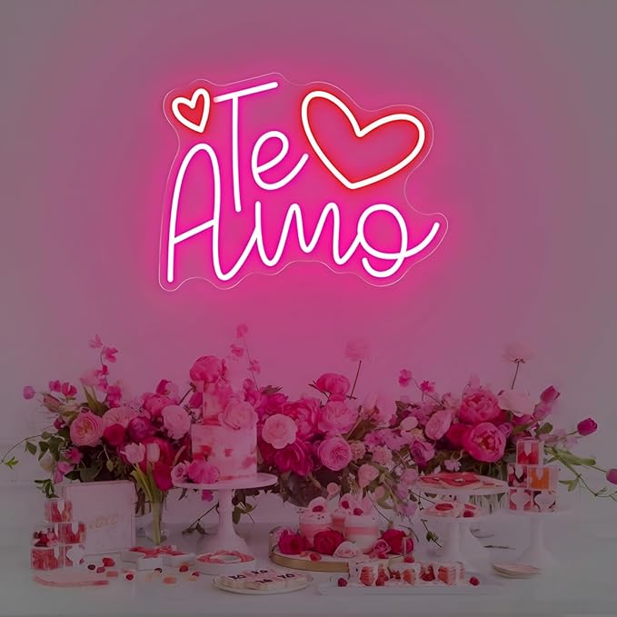 Te Amo Neon Sign for Wall Decor, Romantic Handwritten LED Neon Light for Bedroom & Romantic Night, Heartfelt Neon Wall Art for Anniversary & Valentine’s Day Decor 15.8"x11.4"