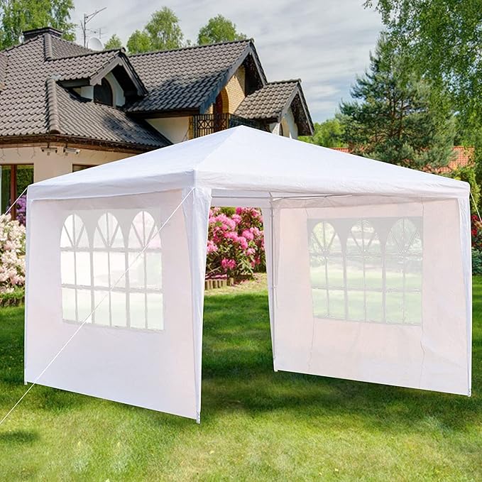 Party Tent, Tents for Parties, Outdoor Wedding Tent Birthday Tent Event Tent Patio Gazebo Carport Canopy Shade, Canopy Tent with Removable Sidewalls & Transparent Window (10'x10'/3 Sidewalls White)
