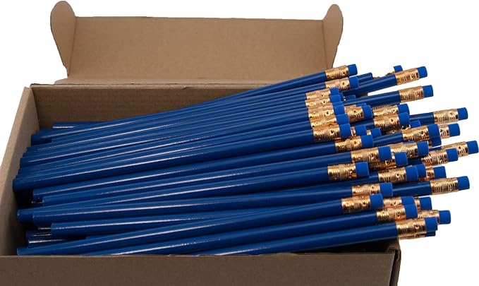 Recycled Newspaper Pencil (Royal Blue) (Full Size Round Painted Pencils) (Earth Friendly Pencil) (Latex Free Eraser) (HB Number 2 Lead) (Box of 144)
