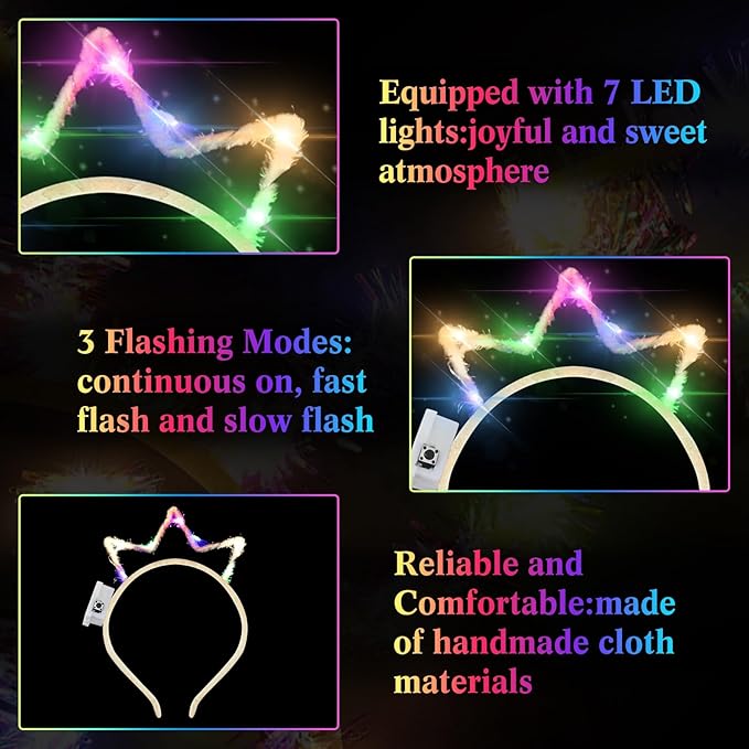 WILLBOND 40 Pcs Light up Crown Headband LED Glow Crown Headband Hair Accessories for Birthday Festival Concert Party Costume
