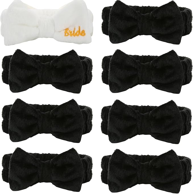 Bridesmaid Scrunchies Proposal Gifts square 4.1inch Bachelorette Hair Claws Clips women heart sunglasses headband gift for Wedding Party Favors (White&Black 48pcs)