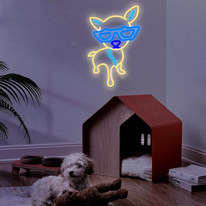 Dog Neon Sign for Wall Decor, 14.4x9.7 Inch Dog LED Light Sign for Birthday Party Home Decorations for Beauty Bar Coffee Shop Logo, Congrats Birthday Gifts for Children Warm White