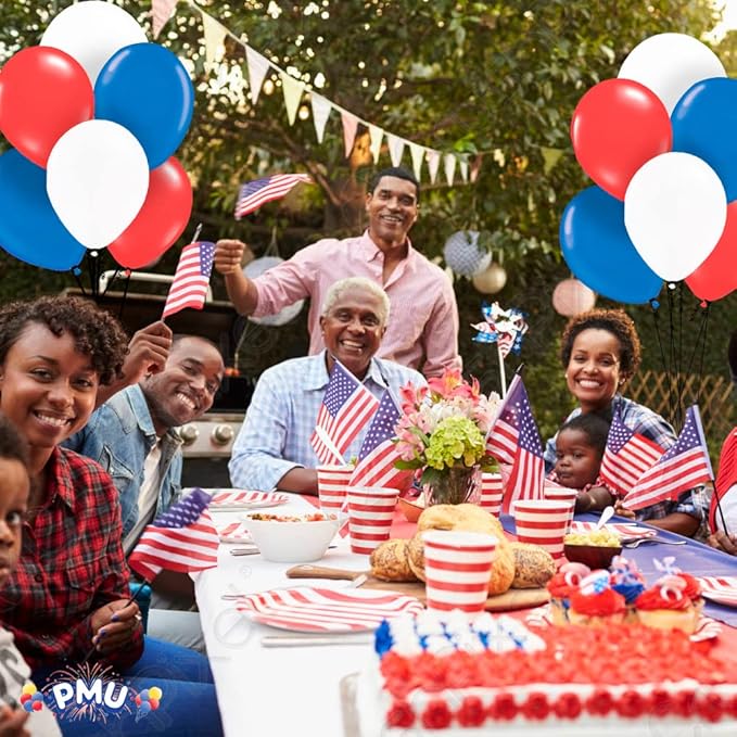 PMU Balloons 17 Inch PartyTex Premiere Patriotic Assorted Helium Quality Latex Balloons for Photo Shoot, Wedding, Baby Shower, Birthday Party and Event Decoration Pkg/100