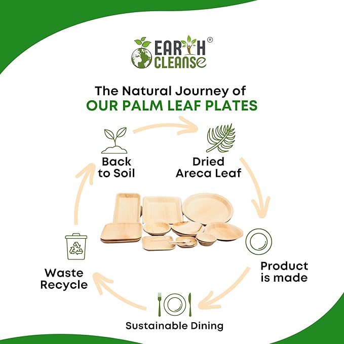 Compostable Palm Leaf Plates 10 Inch Square (100 Pack) | Disposable Biodegradable Plates Like Bamboo & Wooden | Microwave & Oven Safe | Eco-Friendly