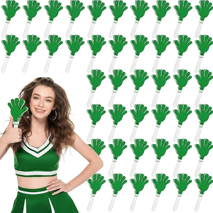 Junkin 100 Pcs Hand Clappers Bulk 7. 5 x 3. 5 Inches Noise Makers Party Favors Clapping Noise Maker Clacker for Birthdays Game Prizes Rewards Football Sporting Events Cheers Supplies (Green)