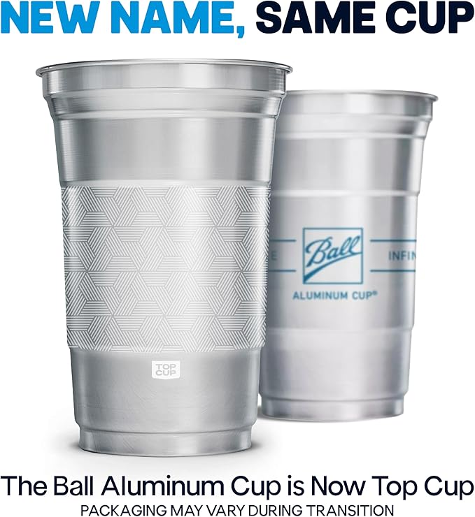 Top Cup by Ball – 12 Ounce, 50 Count, Reusable Aluminum Party Cups | Stealth Design | Cold-Holding, Recyclable, Made in USA