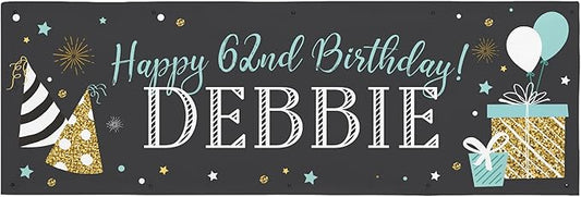 Let's Make Memories Personalized Happy Birthday Banner - Choose Any Year - 40th 50th 60th 75th - Party Decorations - Custom Indoor/Outdoor Vinyl Banner - Any Message - Chalkboard Celebration - 10ft