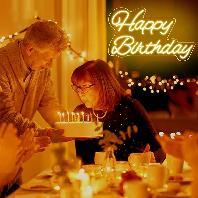 Happy Birthday Neon Sign 20 Inch Reusable Happy Birthday LED Light Up Sign with Dimmable ON/OFF Switch for Birthday Party Backdrop Decoration and Wall Decor and Birthday Gifts