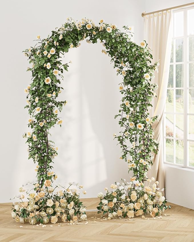 Wedding Arch, Metal Arch Backdrop Stand, Balloon Arch Stand Wedding Frame for Ceremony Decoration (White, 7.2FT Arch Backdrop)