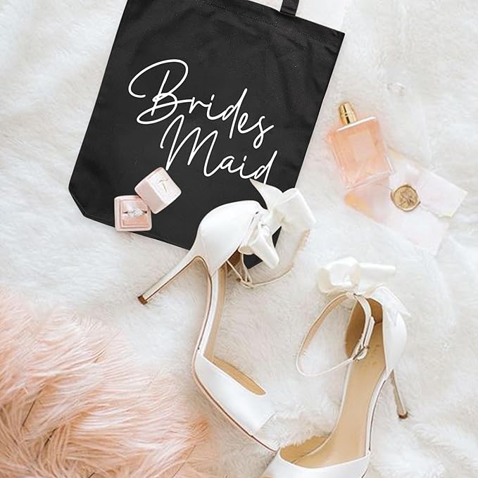 LADY & HOME 6pcs Bachelorette Party Tote Bag, Bride Bridesmaid Cotton Tote Bag for Wedding Gifts