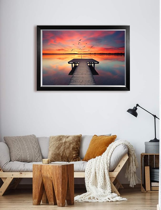 IPIC - Our Own Sunset Personalized Artwork with Names, Customized Gift for Anniversary. Giclee Wallart with High Grade Frame. Picture Size: 30x20
