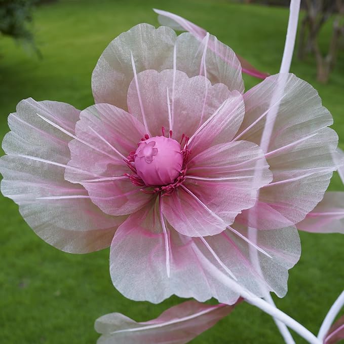 Giant Flowers for Decoration,Artificial Silk Flowers with Stand,Large Fake Floral Decor for Home Garden,Indoor Outdoor Party Birthday Wedding Backdrop (Gradient red)