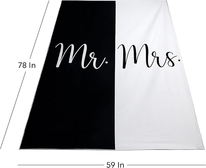 Mr and Mrs Beach Towel - Honeymoon Just Married Towel For Beach - Wedding Gift for Newlywed Couple - Shareable Bride and Groom Towel Set - Thin Travel Friendly His and Her Beach Towel - 78"x59"