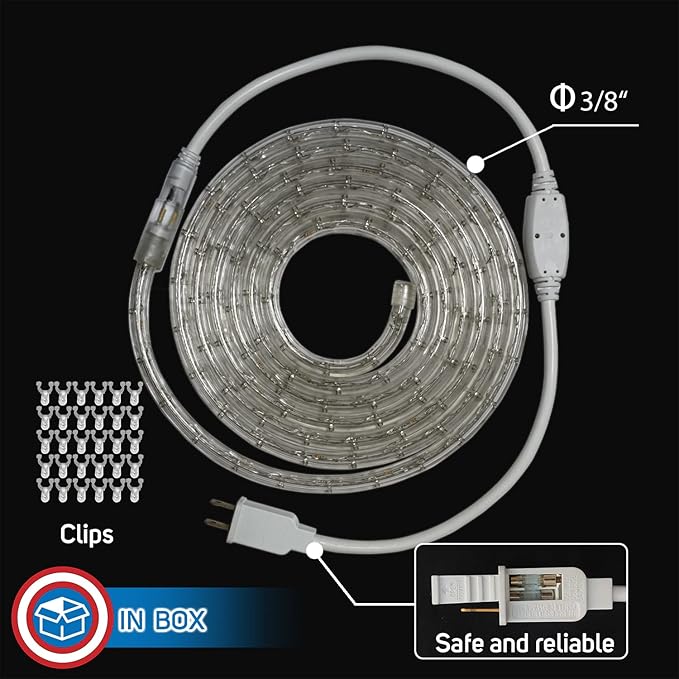 Russell Decor LED Rope Lights Festival Holiday Party Seasonal Christmas Decoration 30ft - 200ft Customized Available (Red, 20)