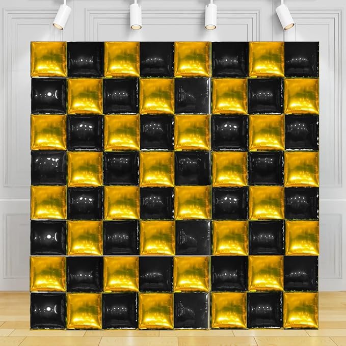 Black and Gold Foil Balloon Wall (64 Pack) | 8 Foot by 8 Foot Balloon Wall | Weddings, Birthdays, Showers, Parties, and Events (Black and Gold)
