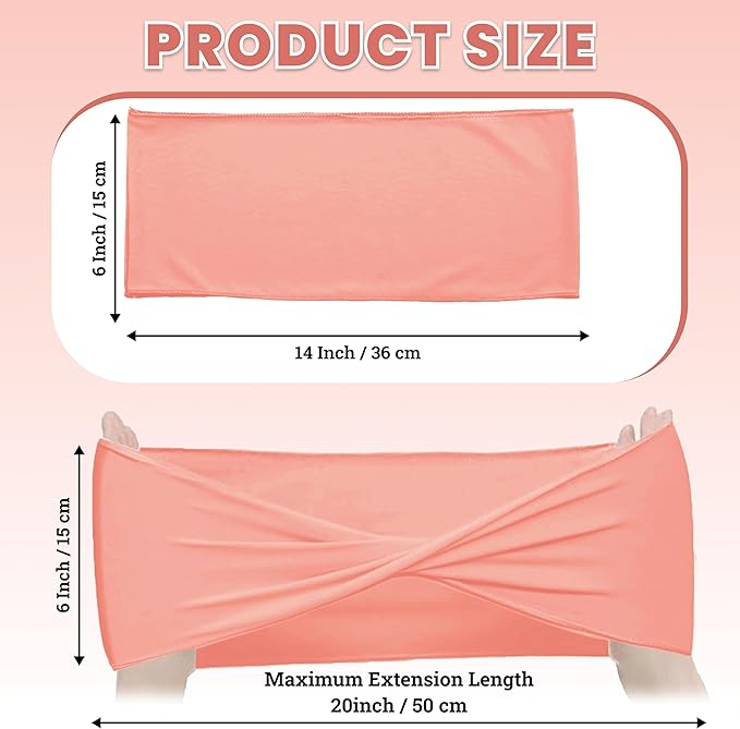 VDS Pack of 100 PCS | Peach | Spandex Chair Sashes Bows Without Buckle | Stretch Elastic Banquet Universal Folding Chair Band Tie with for Wedding Party Conference Celebration Event Decoration