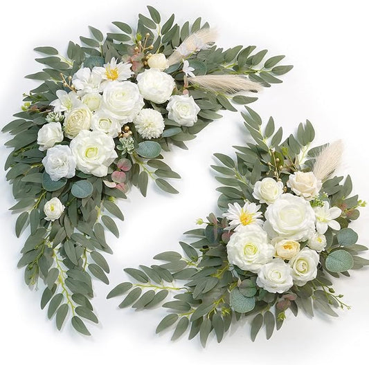 Artificial Wedding Arch Flowers Kit(Pack of 2) for Wedding Arch, Bridal Shower, Ceremony and Reception Backdrop Decoration (Cream & Champagne)