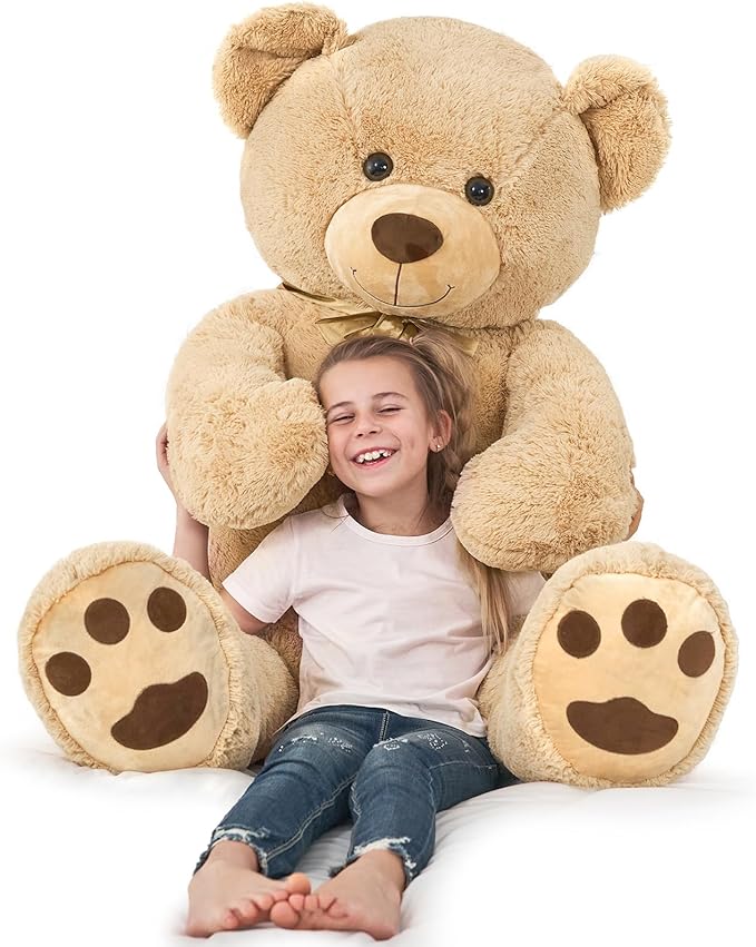 Tezituor Giant Teddy Bear 5 Feet Tall - Light Brown Life Size Teddy Bear Stuffed Animals 59" - Fluffy Huge Teddy Bear with Footprints - Cuddly Love Gift for Girlfriend
